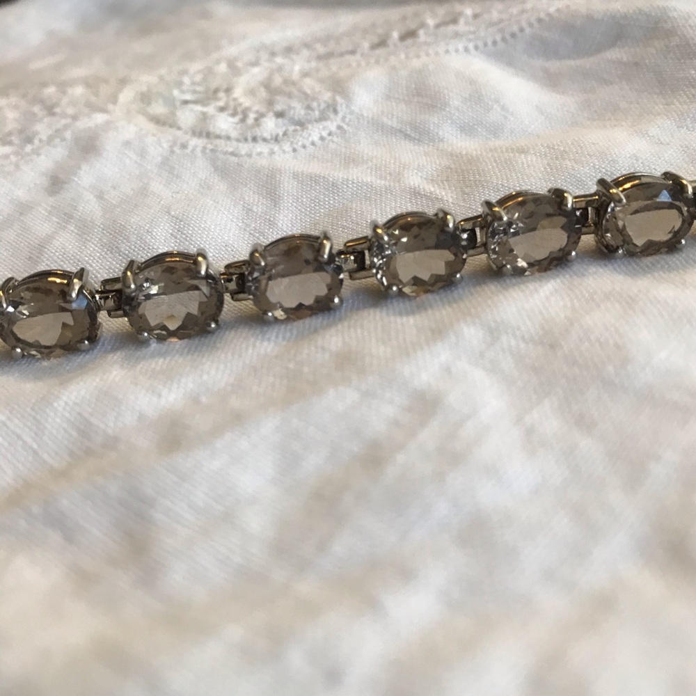 Vintage Sterling Silver Smoky Topaz Gems Bracelet